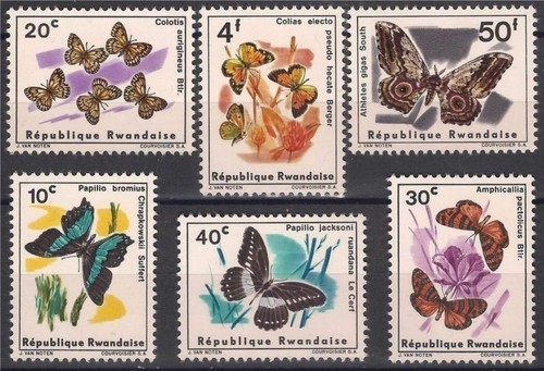 Ruanda 1965 farfalle insetti - ruanda,