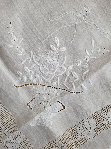 Vintage embroidered organza - vintage,
